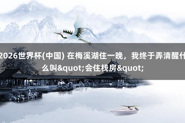 2026世界杯(中国) 在梅溪湖住一晚，我终于弄清醒什么叫"会住栈房"