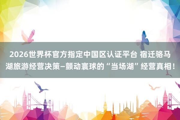 2026世界杯官方指定中国区认证平台 宿迁骆马湖旅游经营决策—颤动寰球的“当场湖”经营真相！