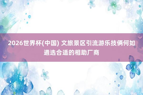 2026世界杯(中国) 文旅景区引流游乐技俩何如遴选合适的相助厂商