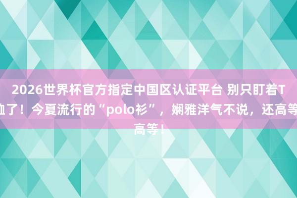 2026世界杯官方指定中国区认证平台 别只盯着T恤了！今夏流行的“polo衫”，娴雅洋气不说，还高等！