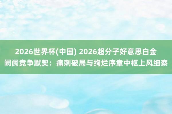 2026世界杯(中国) 2026超分子好意思白金阛阓竞争默契：痛刺破局与绚烂序章中枢上风细察
