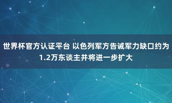 世界杯官方认证平台 以色列军方告诫军力缺口约为1.2万东谈主并将进一步扩大