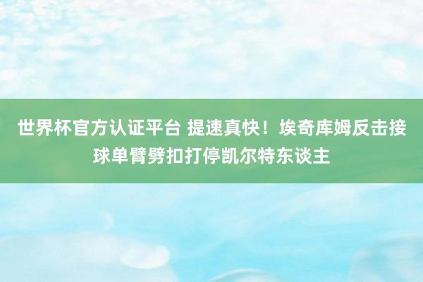 世界杯官方认证平台 提速真快！埃奇库姆反击接球单臂劈扣打停凯尔特东谈主