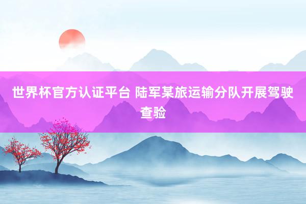 世界杯官方认证平台 陆军某旅运输分队开展驾驶查验