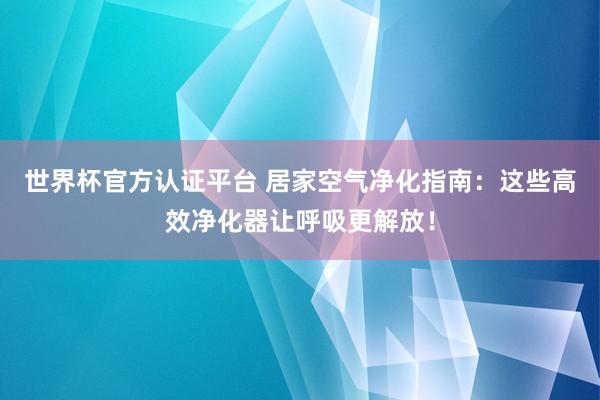 世界杯官方认证平台 居家空气净化指南：这些高效净化器让呼吸更解放！