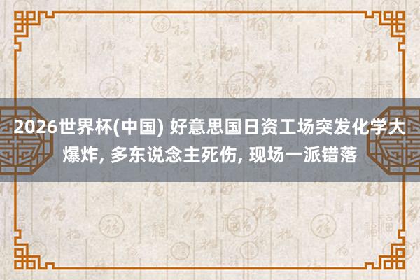 2026世界杯(中国) 好意思国日资工场突发化学大爆炸， 多东说念主死伤， 现场一派错落