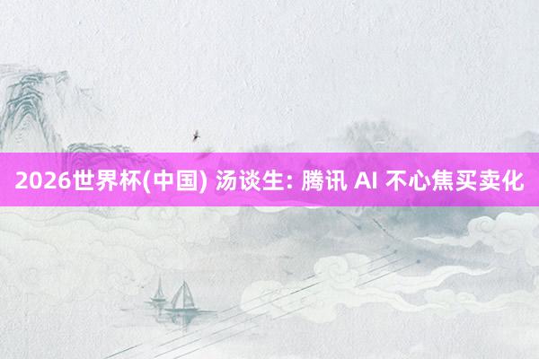 2026世界杯(中国) 汤谈生: 腾讯 AI 不心焦买卖化