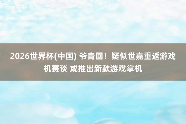 2026世界杯(中国) 爷青回！疑似世嘉重返游戏机赛谈 或推出新款游戏掌机