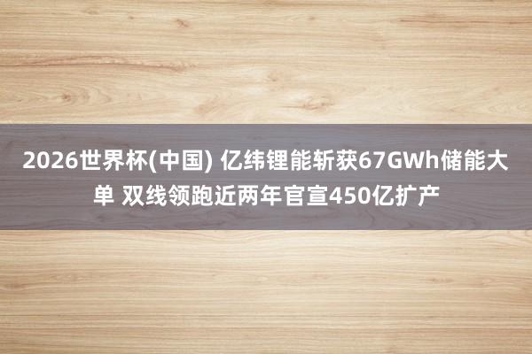 2026世界杯(中国) 亿纬锂能斩获67GWh储能大单 双线领跑近两年官宣450亿扩产