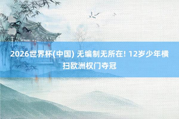 2026世界杯(中国) 无编制无所在! 12岁少年横扫欧洲权门夺冠