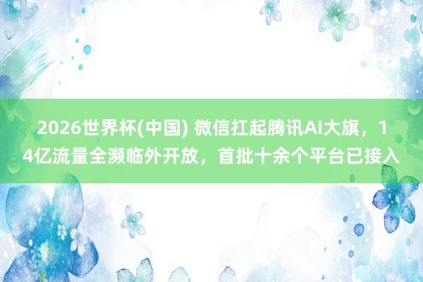 2026世界杯(中国) 微信扛起腾讯AI大旗，14亿流量全濒临外开放，首批十余个平台已接入