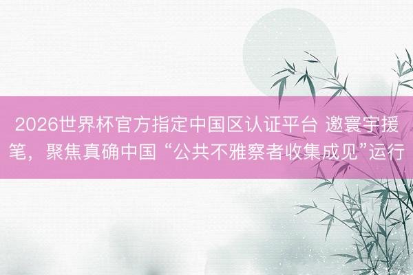 2026世界杯官方指定中国区认证平台 邀寰宇援笔，聚焦真确中国 “公共不雅察者收集成见”运行