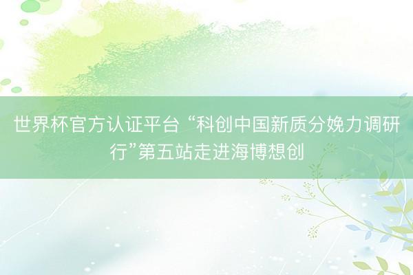 世界杯官方认证平台 “科创中国新质分娩力调研行”第五站走进海博想创