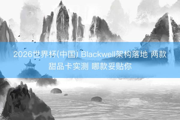 2026世界杯(中国) Blackwell架构落地 两款甜品卡实测 哪款妥贴你